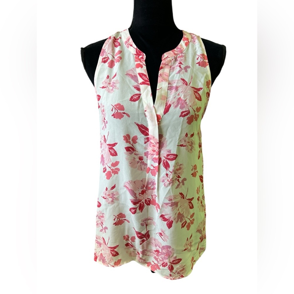Joie Aruna Floral Sleeveless Silk Blouse Tank Top White Pink‎ Womens Small NWT - Picture 2 of 10